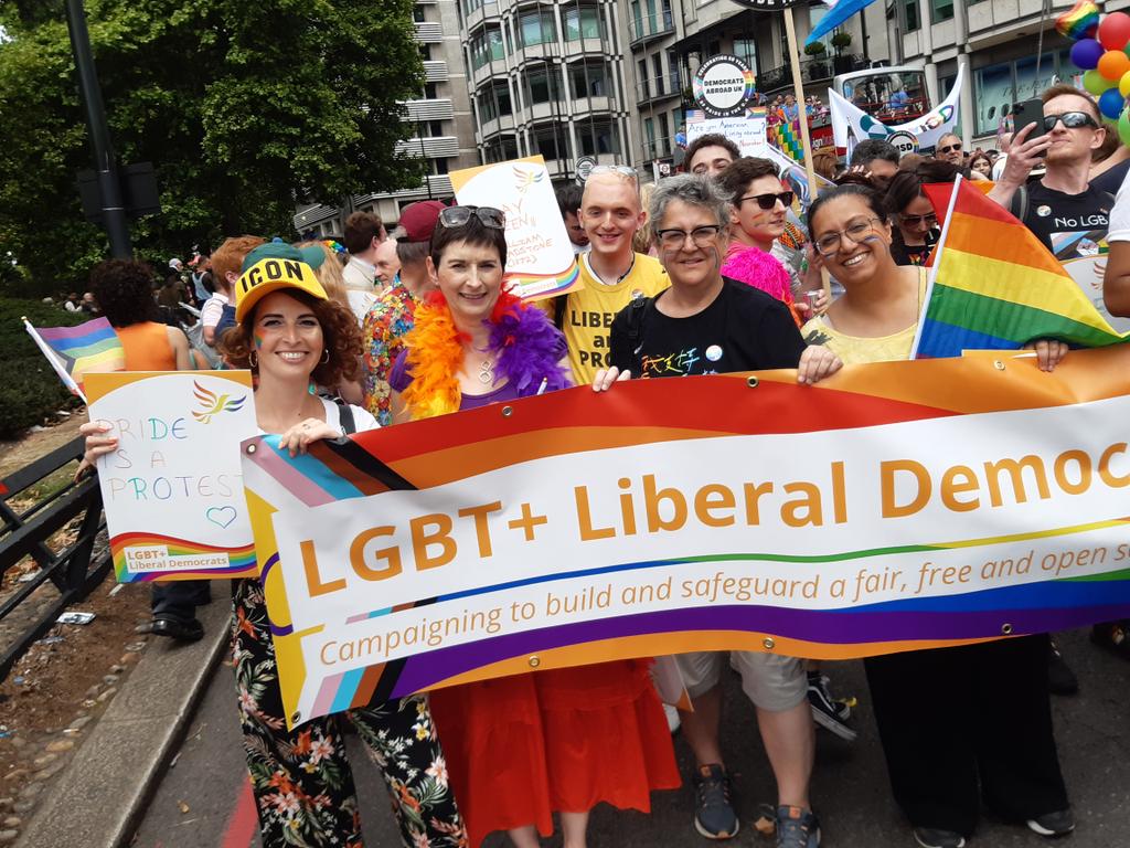 Caroline with LGBT+ Liberal Democrats at Pride London 2022